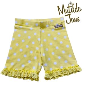 Matilda Jane Girls Kids Yellow Polka Dots "Oh Sunny Day" Ruffled Shorts Size 8